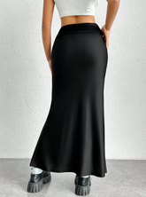 Solid Ruched Mermaid Hem Skirt